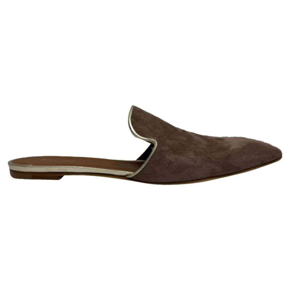 Malone Souliers Marianne Pointed-Toe Flat Mules in Brown Suede